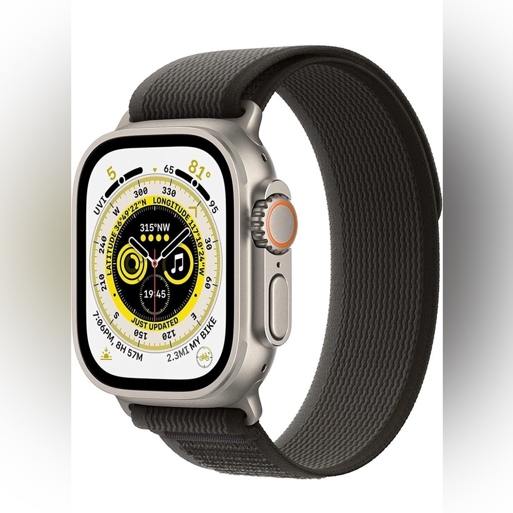 Apple Watch Ultra 49MM Titanium with Black/Grey Trail Loop Band M/L